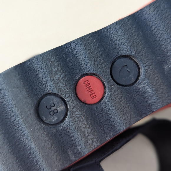 Camper | Laika Red Blue Nubuck Leather Platform Sandals Size EU 38 | US 7.5 - Picture 9 of 15